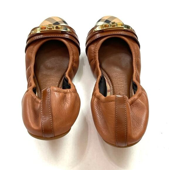Like NEW Burberry Plaid Haymarket Aston Ballerina Flats EU 37.5 - Picture 7 of 14